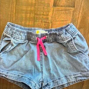 Boden Kids Denim Skorts with Pink Drawstring